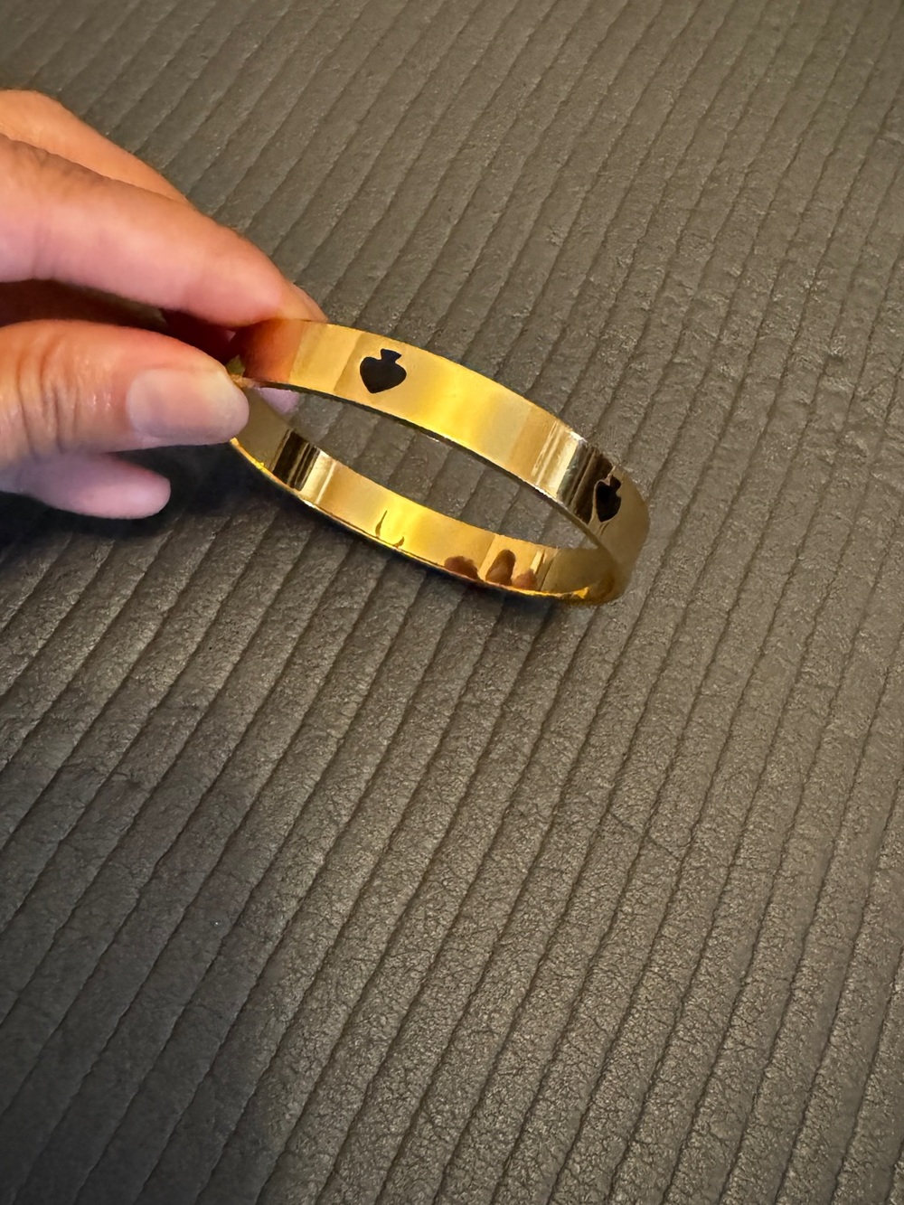 kate spade Gold-tone Clover Cutout Bangle with Black Inlay - Picture 6 of 6